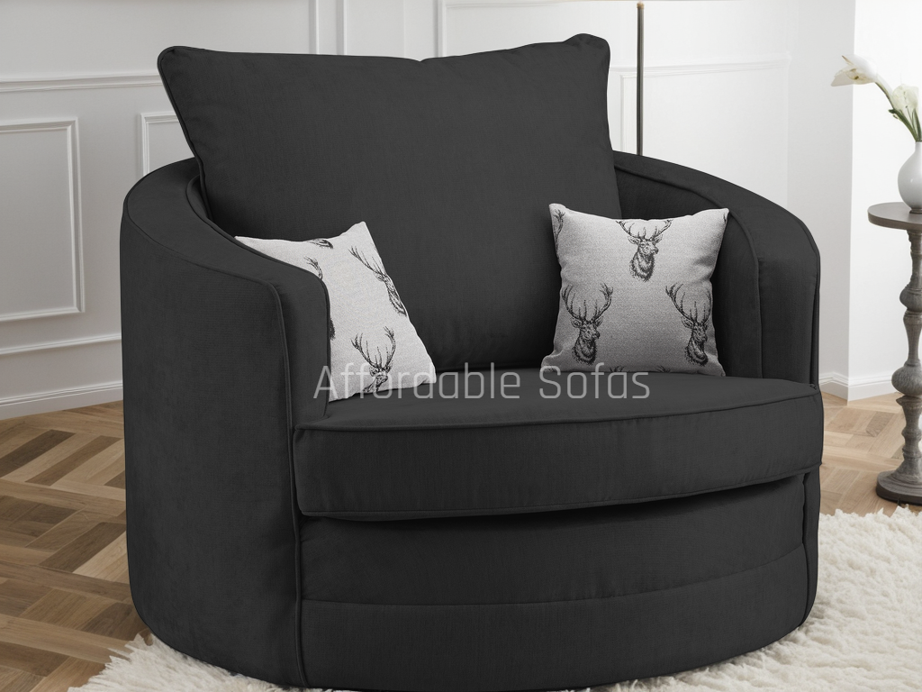 Verona Fullback Sofa Black Swivel Chair