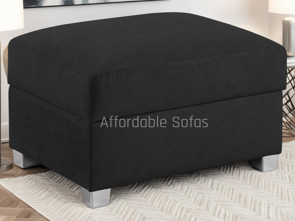 Verona Fullback Sofa Black Footstool