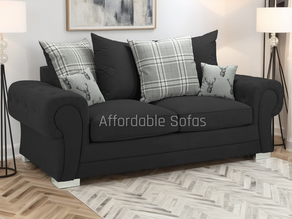 Verona Scatterback Sofabed Black 3 Seater