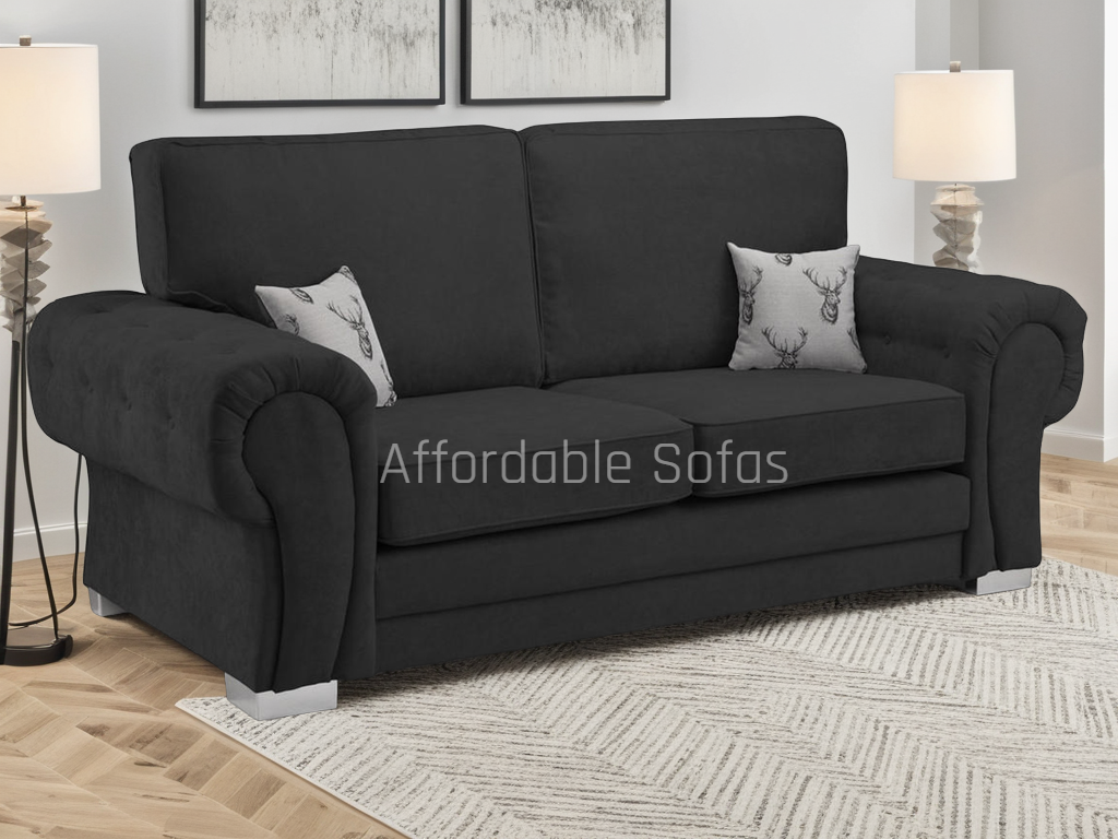 Verona Fullback Sofabed Black 3 Seater