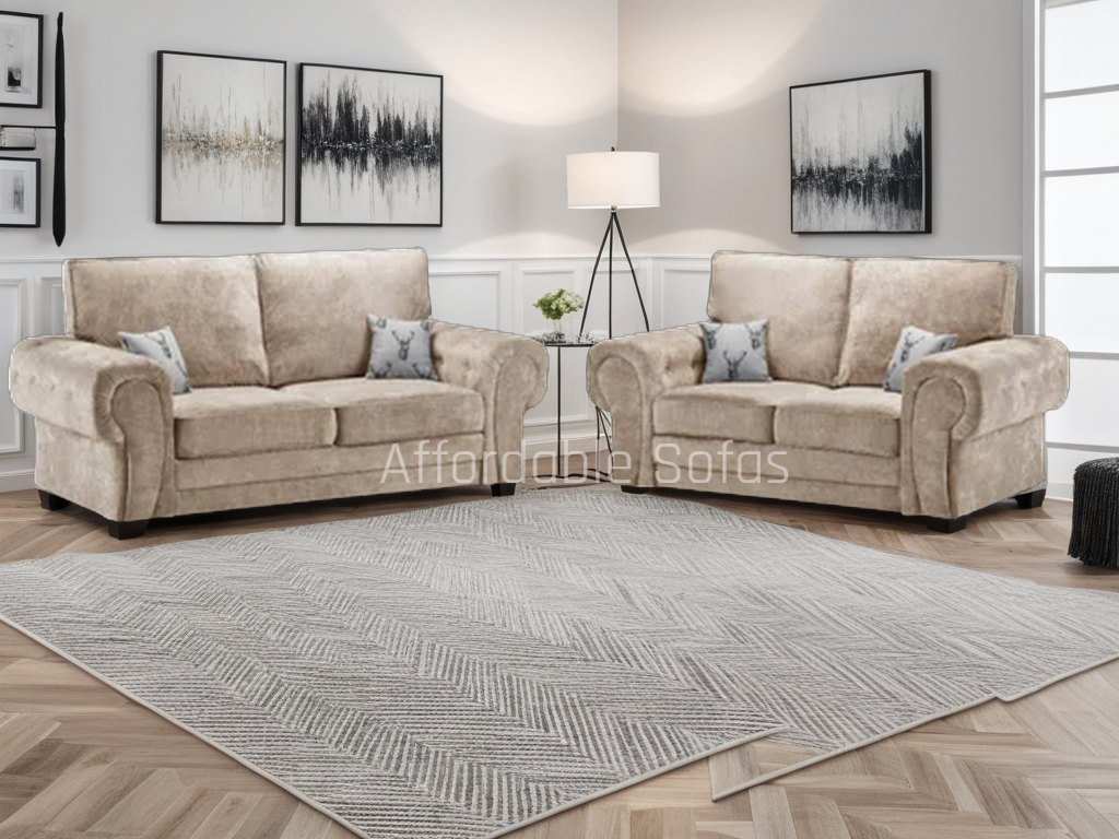 Verona 3 + 2 Seater Sofa Set – Fabric Mink Scatterback