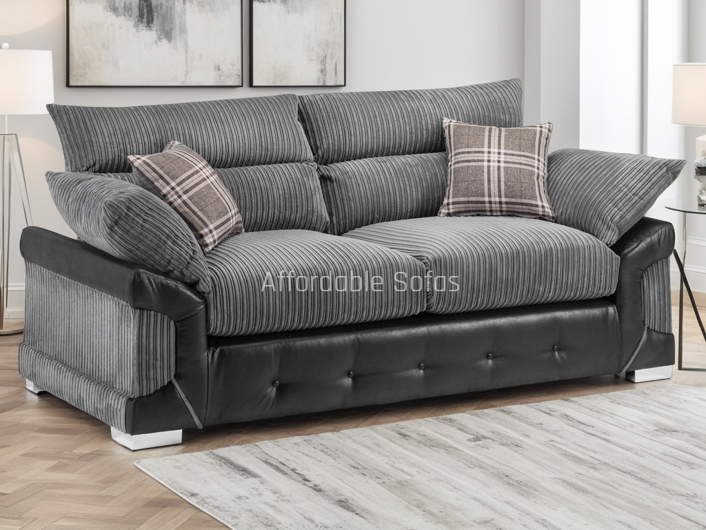 Logan Sofa Black/Grey 3 Seater