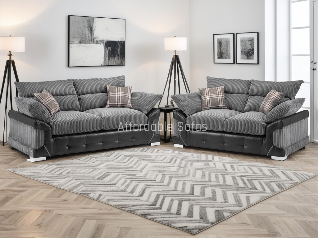 Logan Sofa Black/Grey 3+2 Set