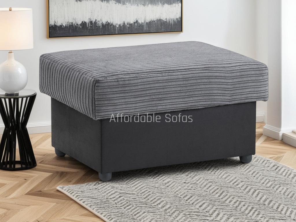 Logan Sofa Black/Grey Footstool