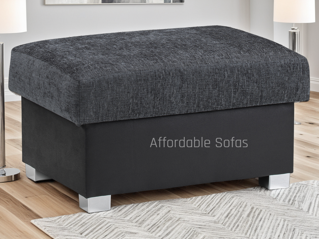 Shannon Sofa Black/Grey Footstool