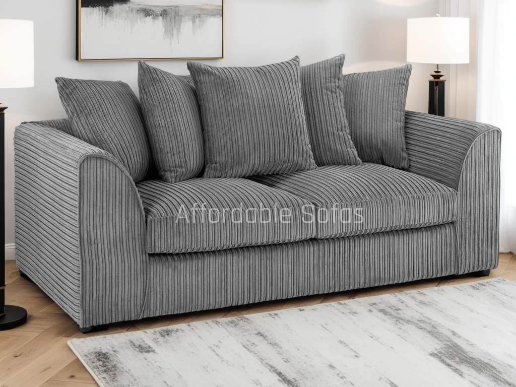 Harley Jumbo Sofa Grey 3 Seater