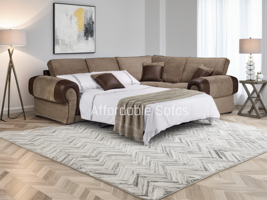 Tangent Large Corner Sofa Bed Brown/Mocha