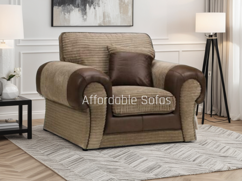 Tangent Armchair Sofa Brown/Mocha Fabric & Leather Trim