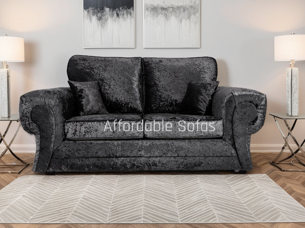 Tangent 2 Seater SofaBed Black Shimmer Velvet Fullback