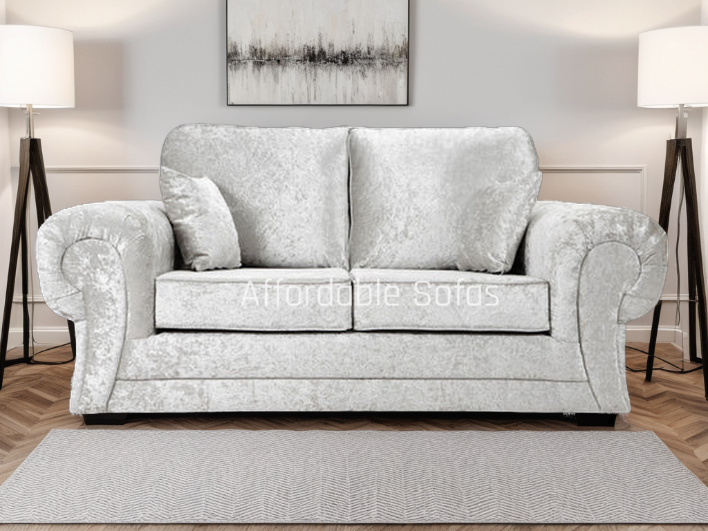 Tangent Large 2 Seater SofaBed Silver Shimmer Velvet