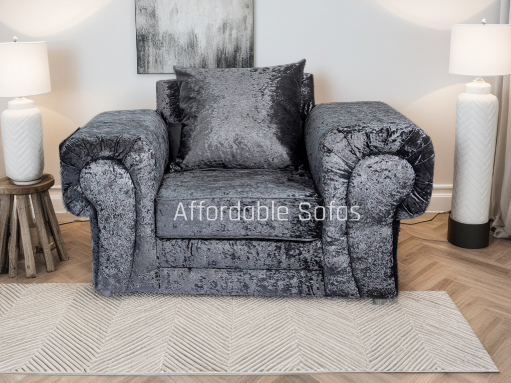 Tangent Armchair Sofa Black Shimmer Velvet Fullback