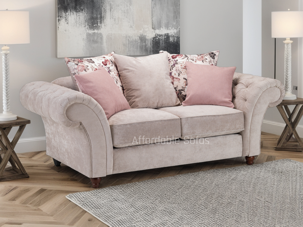 Roma Chesterfield Sofa Beige 2 Seater