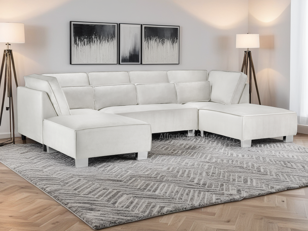 Sloane u shape sofa Silver, plush velvet