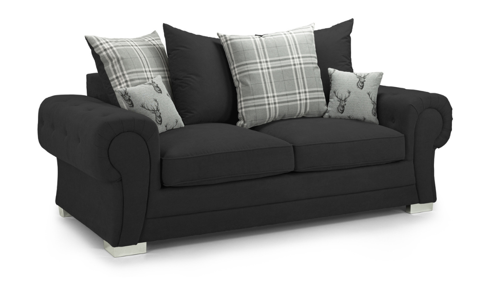 Verona Scatterback Sofabed Black 3 Seater