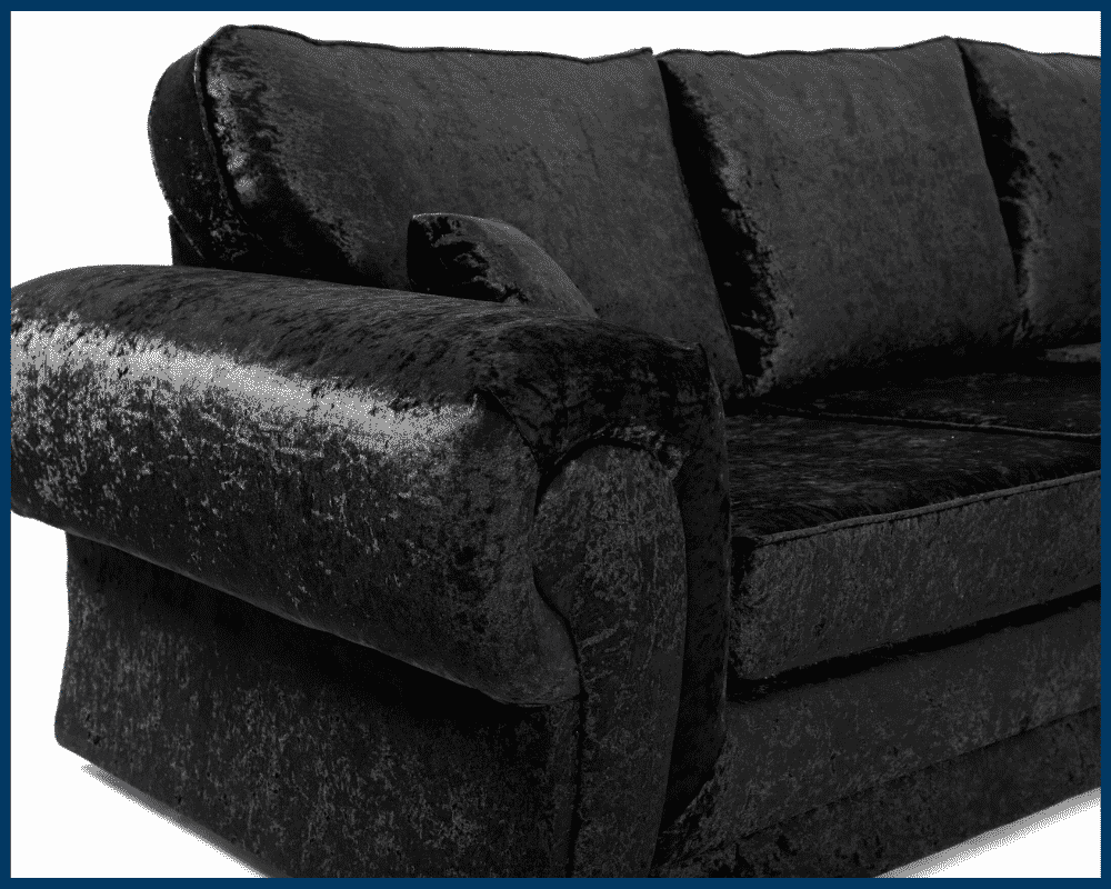 Tangent 3 Seater Sofa Black Shimmer Velvet Fullback