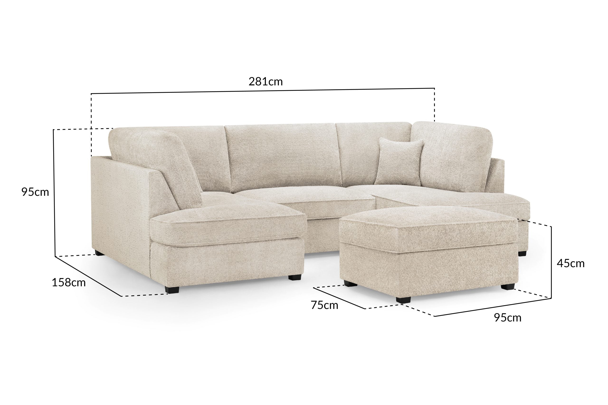 Carnaby U Shape Corner Sofa Beige Boucle