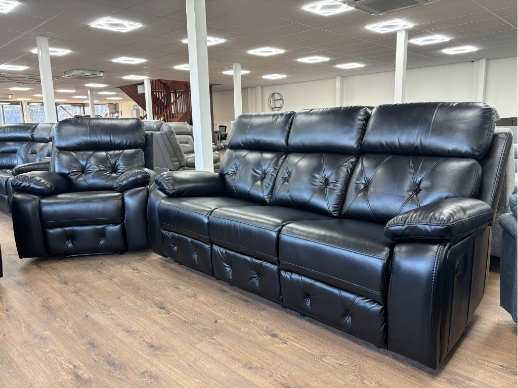 Cody Black Leather 3+2 Set Manual Recliner