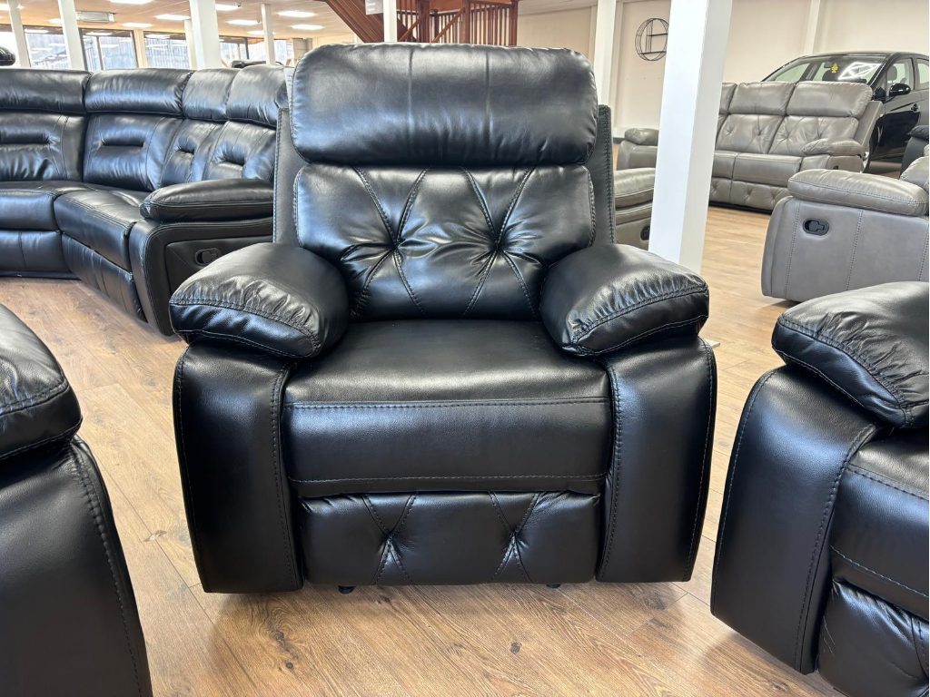 Cody Black Leather 3+2 Set Manual Recliner