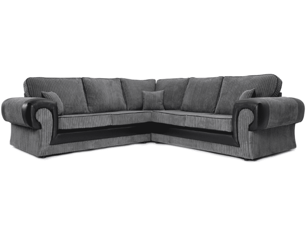 Tangent Large Corner Sofa Black/Grey Cord