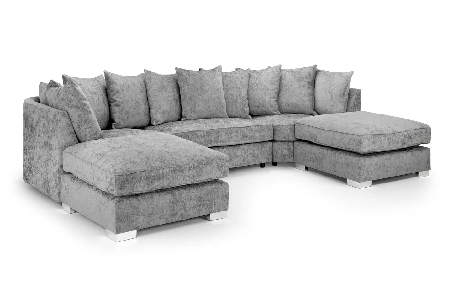 Bishop U-Shape corner Sofa scatterback Platinum