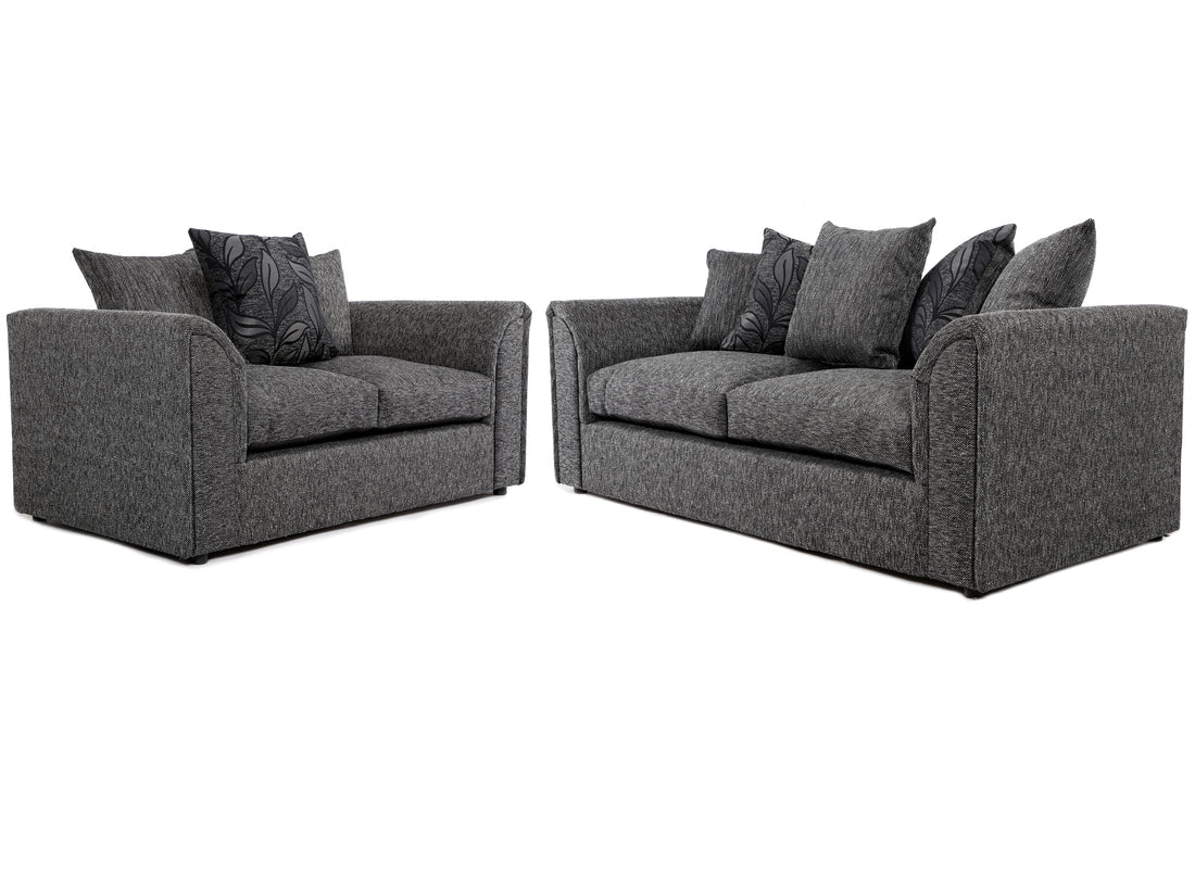 Byron 3+2 Sofa Set Black Dundee Fabric