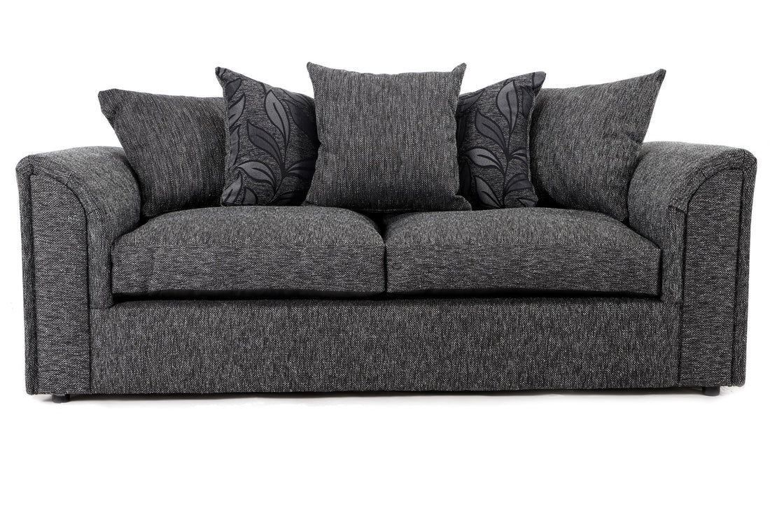 Byron 3 Seater Sofa Black Dundee Fabric