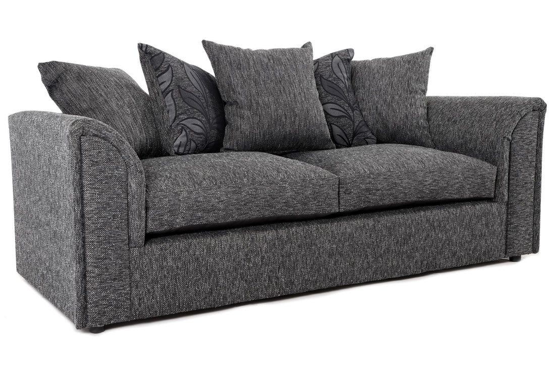 Byron 3 Seater Sofa Black Dundee Fabric