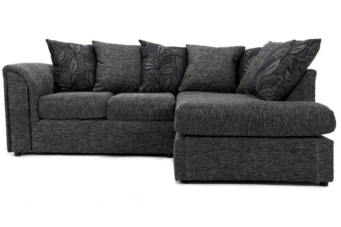 Byron Right Hand Facing Corner Sofa Black Dundee