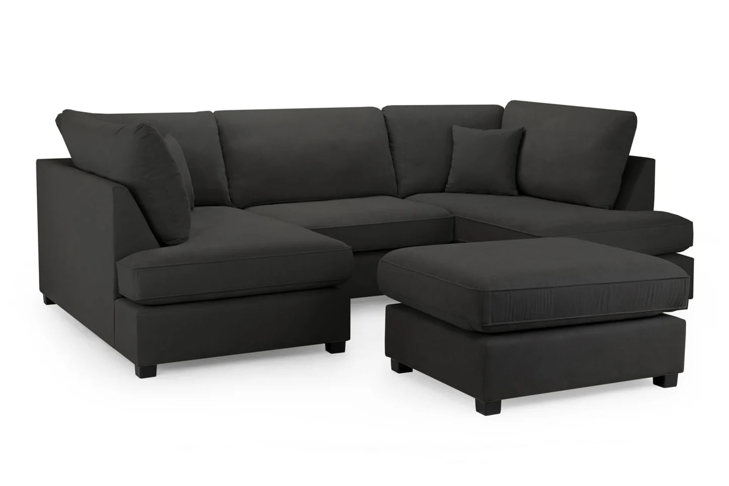 Carnaby U Shape Corner Sofa Black Fabric