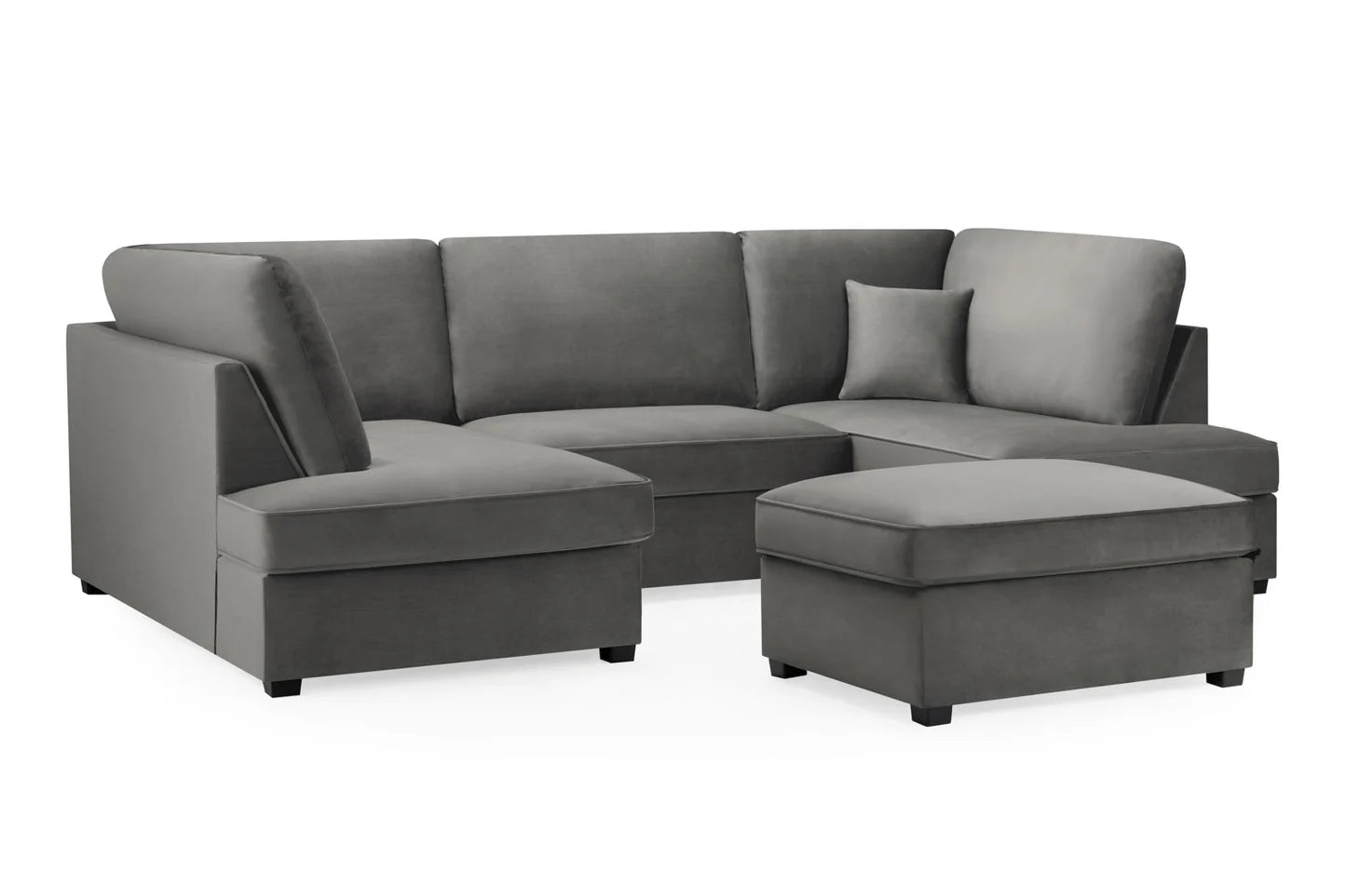 Carnaby U Shape Corner Sofa Grey Plush