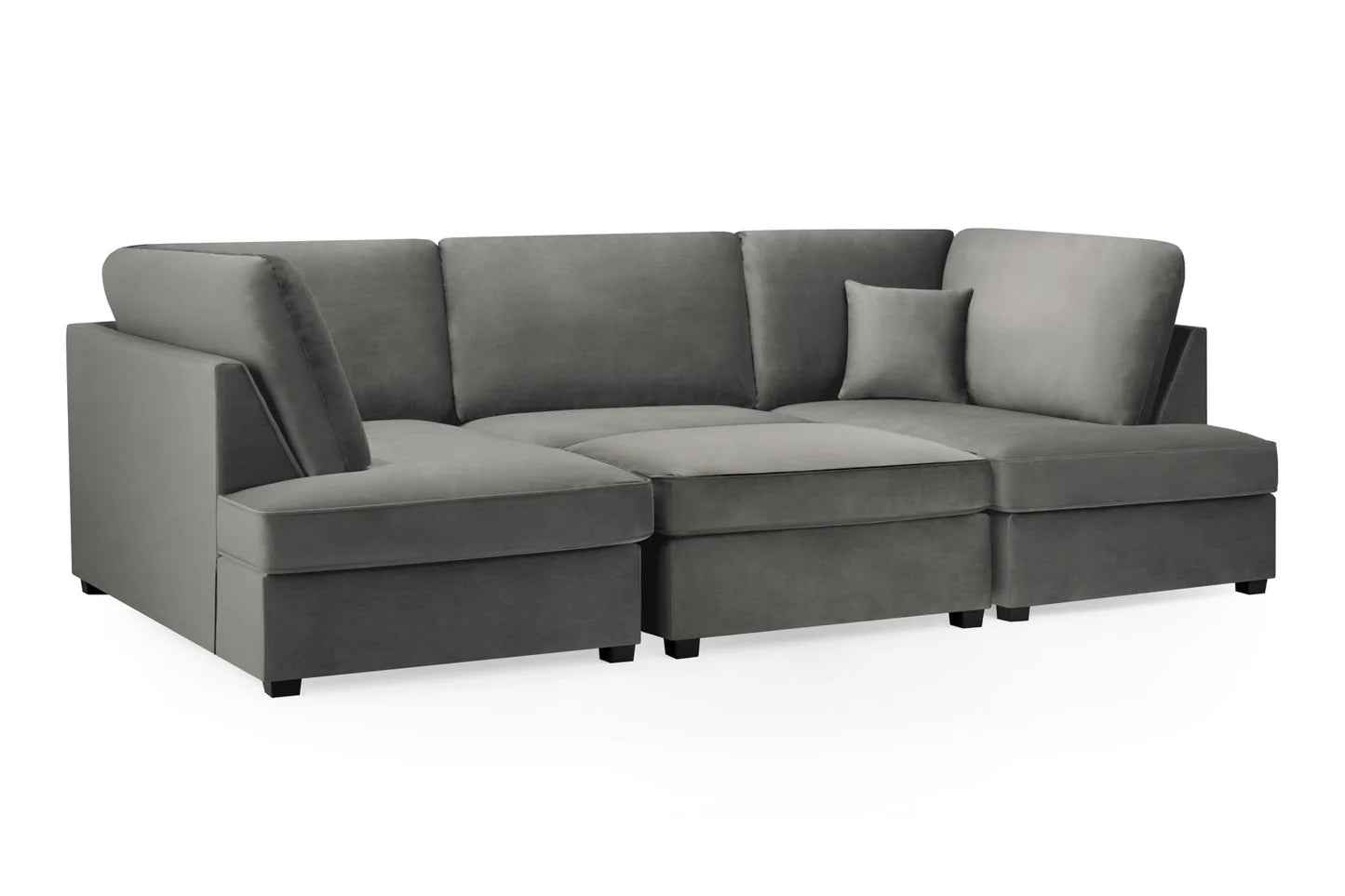 Carnaby U Shape Corner Sofa Grey Plush