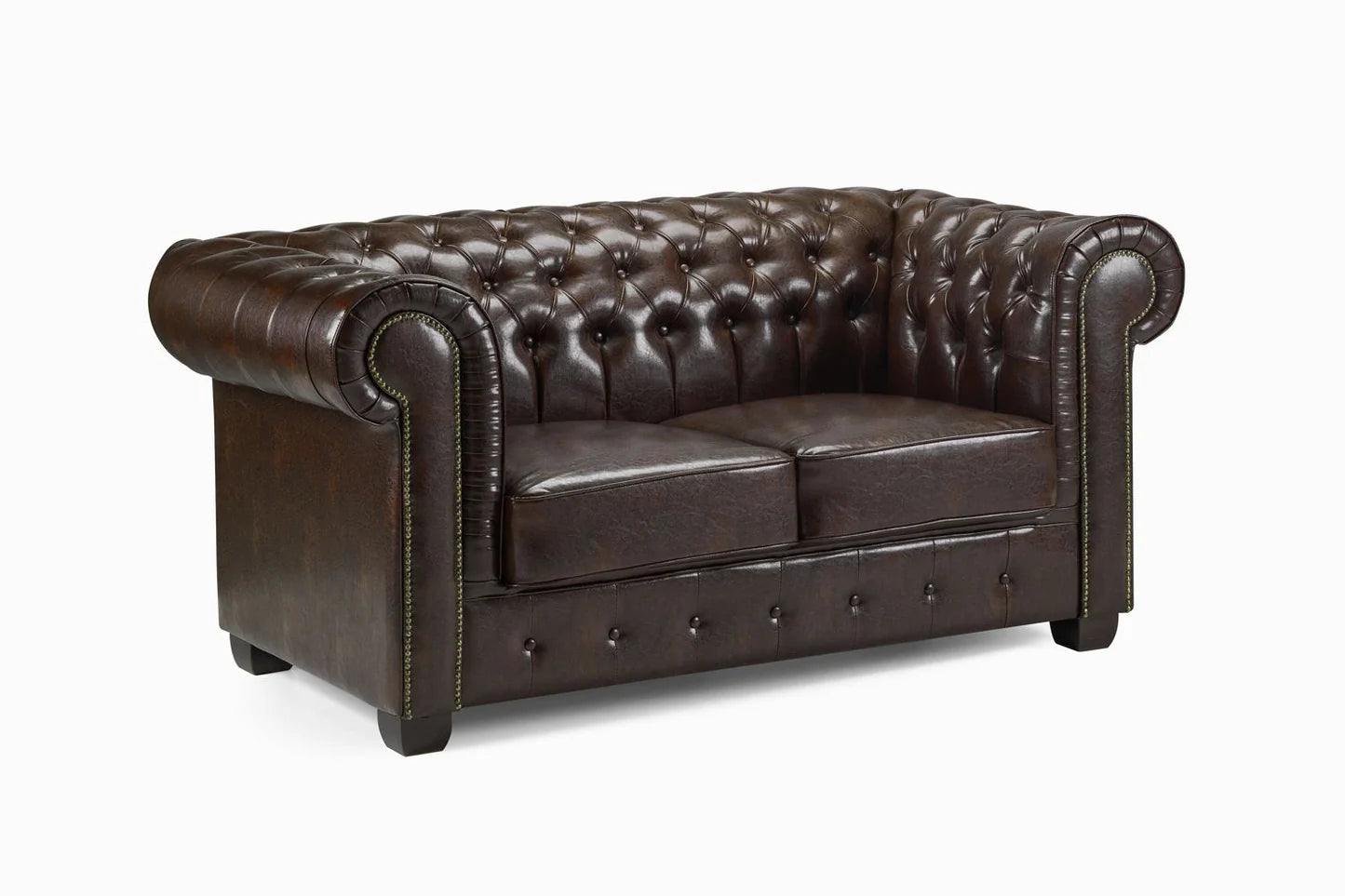 Chesterfield Sofa Antique Brown 2 Seater