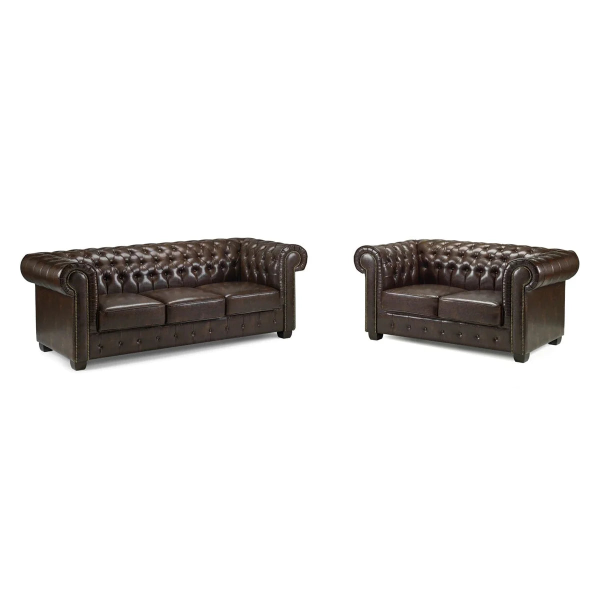 Chesterfield Sofa Antique Brown 3+2 Set