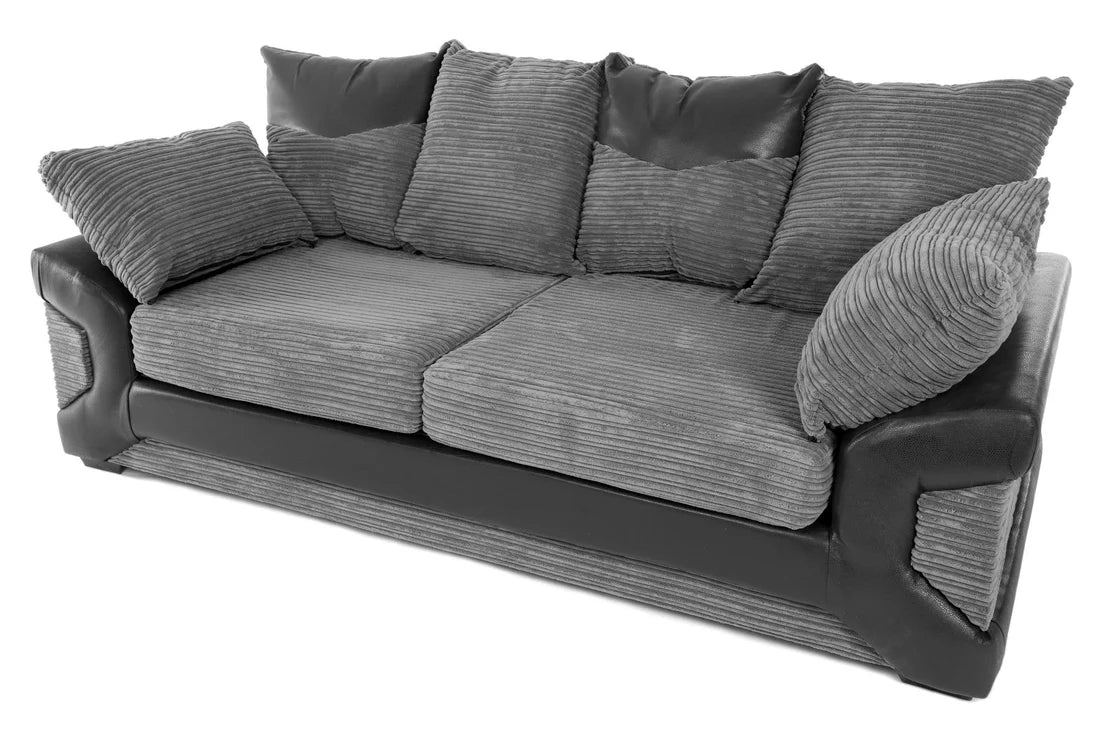 Dino 3 Seater Scatterback Sofa Black & Grey