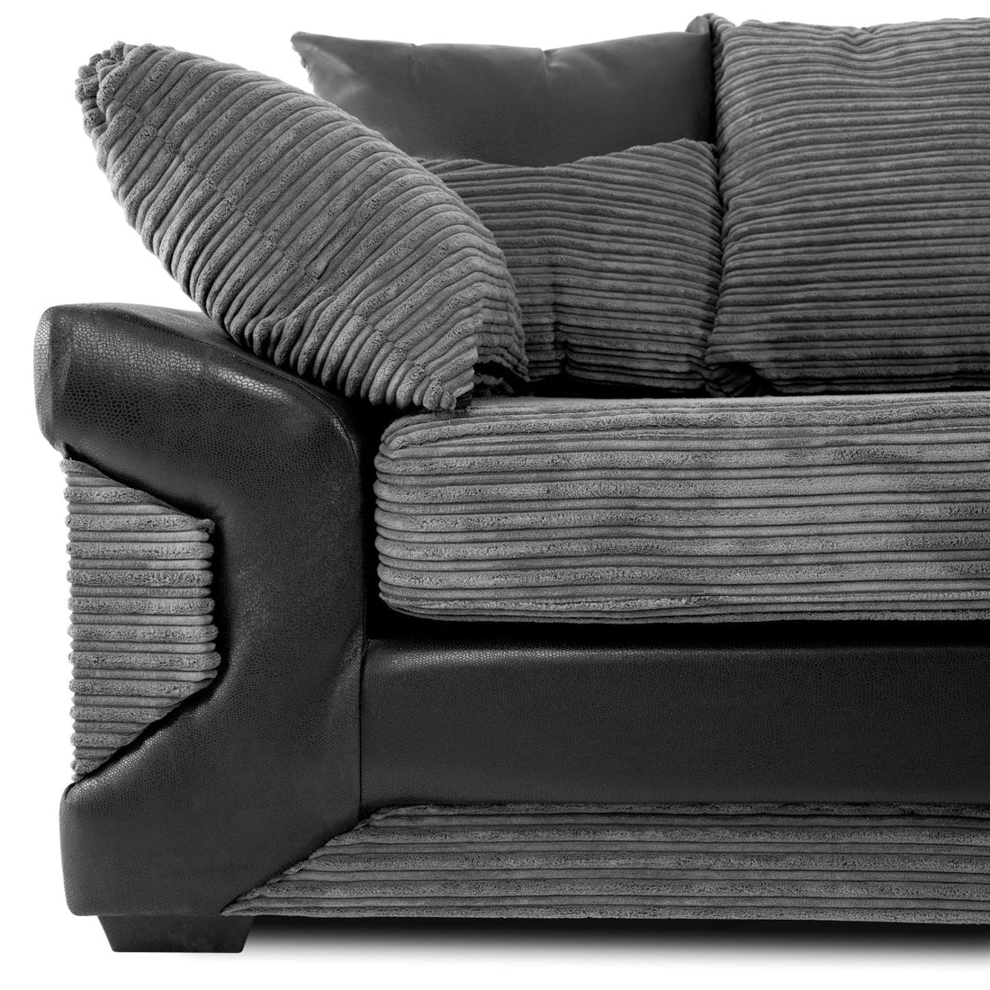 Dino Left Hand Facing Scatterback Corner Sofa Black & Grey