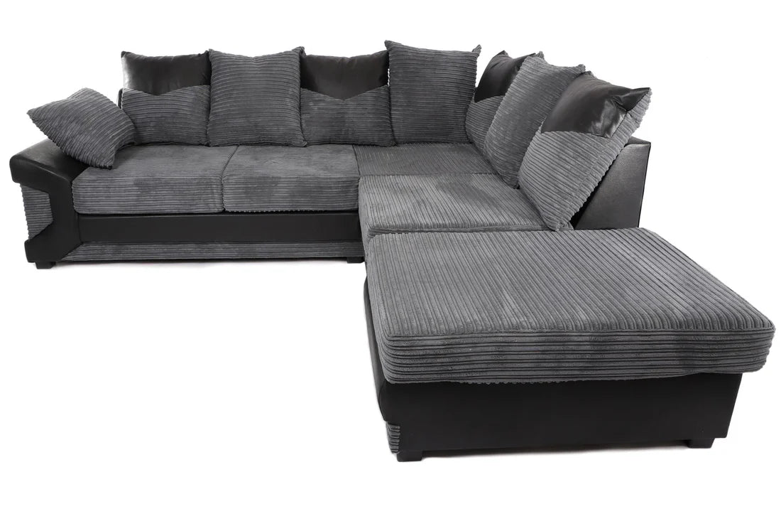 Dino Right Hand Facing Scatterback Corner Sofa Black & Grey