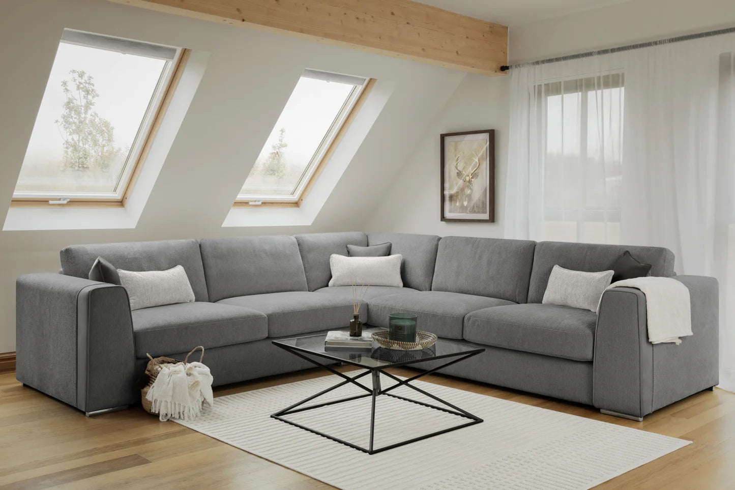 Naples Large Corner Sofa Grey