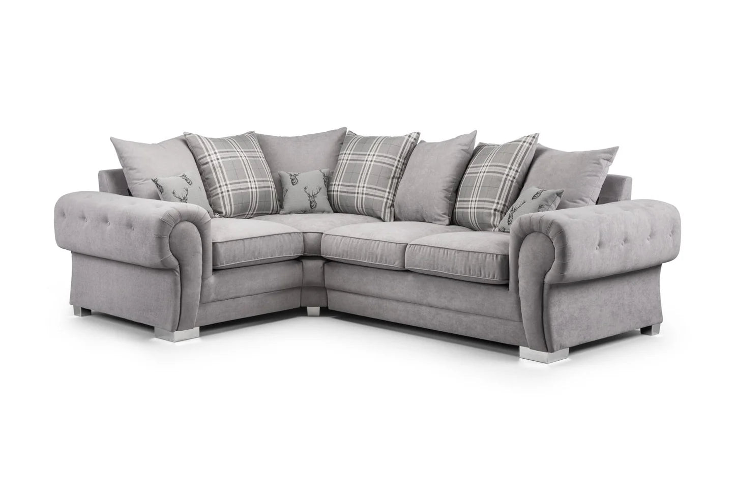 Verona Scatterback Left Hand Facing Corner Sofa Grey