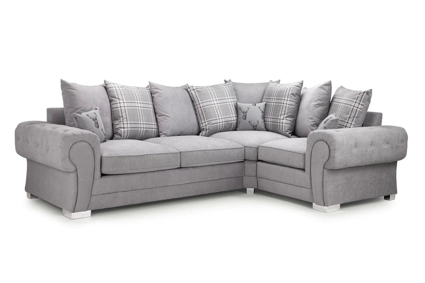 Verona Scatterback Right Hand Facing Corner Sofa Grey