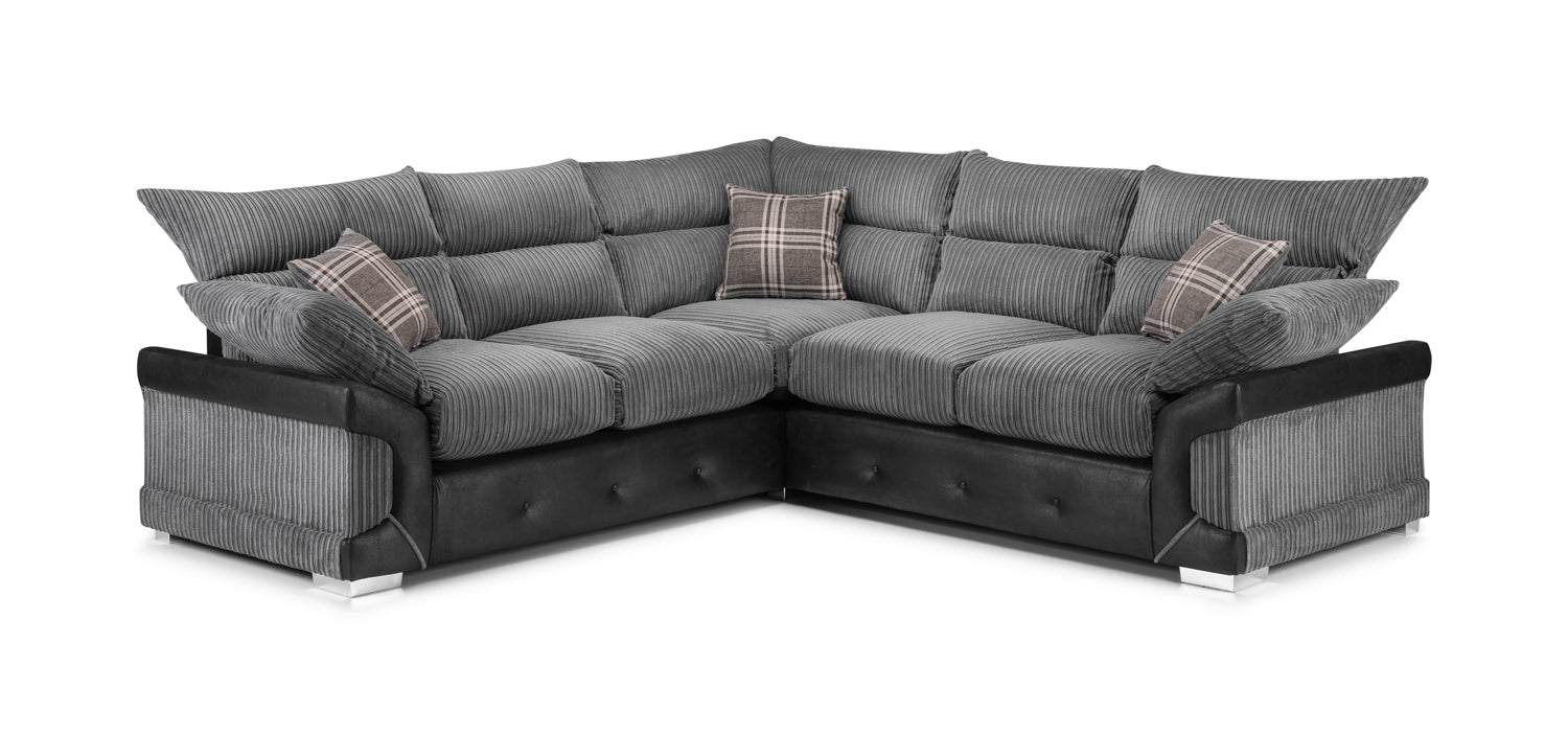 Logan Sofa Black/Grey Large Corner