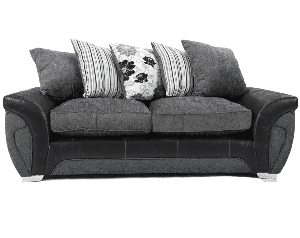 Matinee 3+2 Seater Sofa Set Fabric & Leather Trim Black Grey