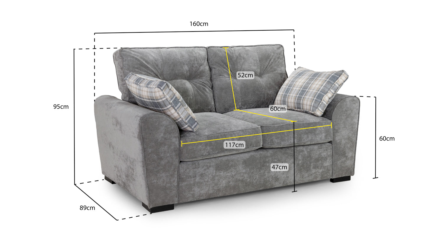 Maxwell Grey 2 Seater Sofa