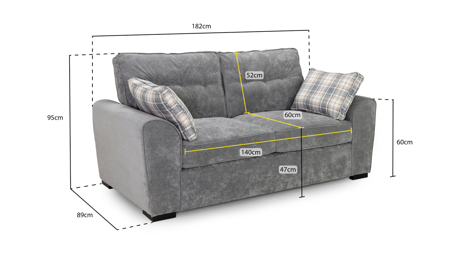 Maxwell Grey 2 Seater Sofa