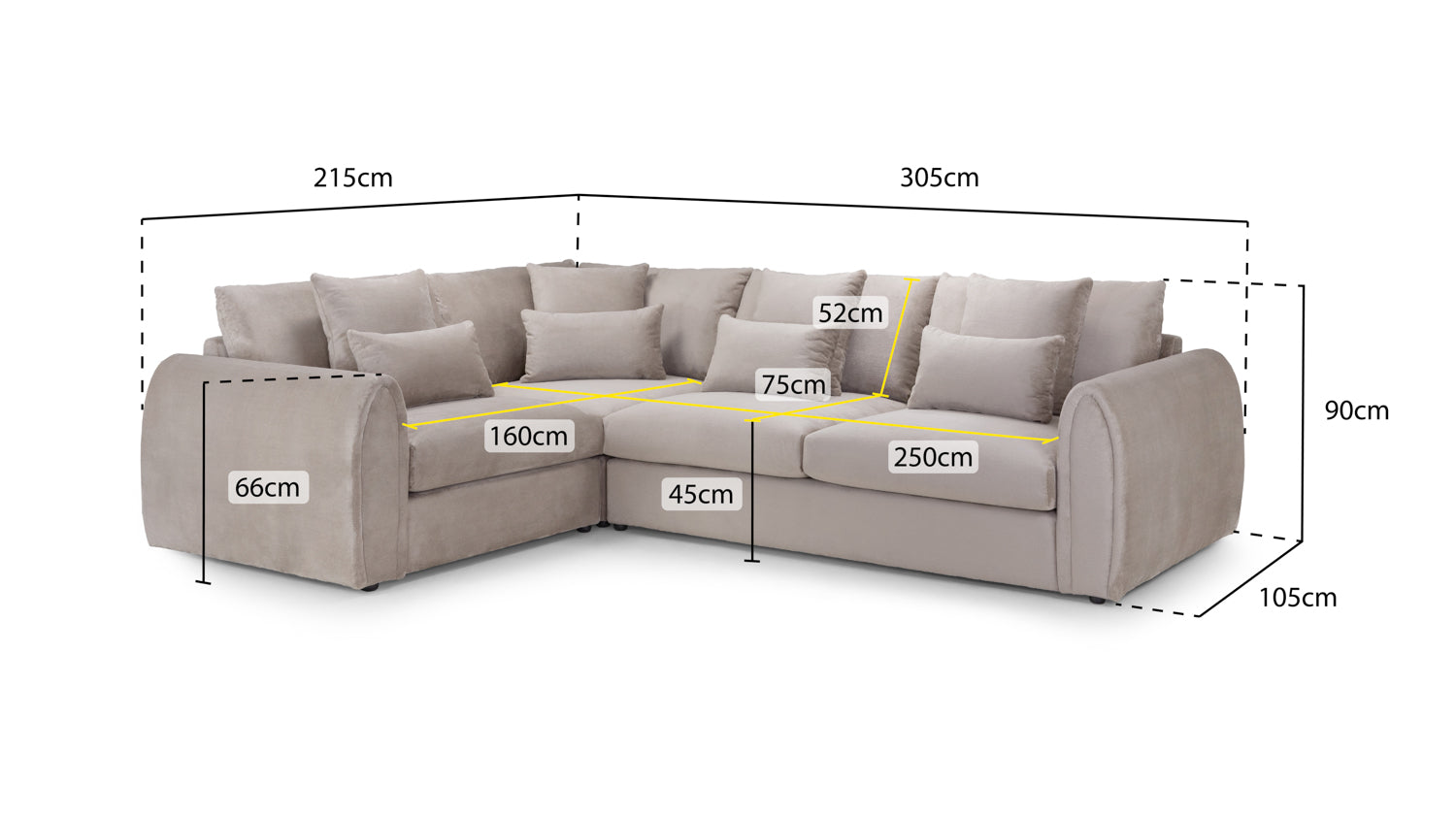 Mirabel Sofa Mocha Left Hand Facing Corner