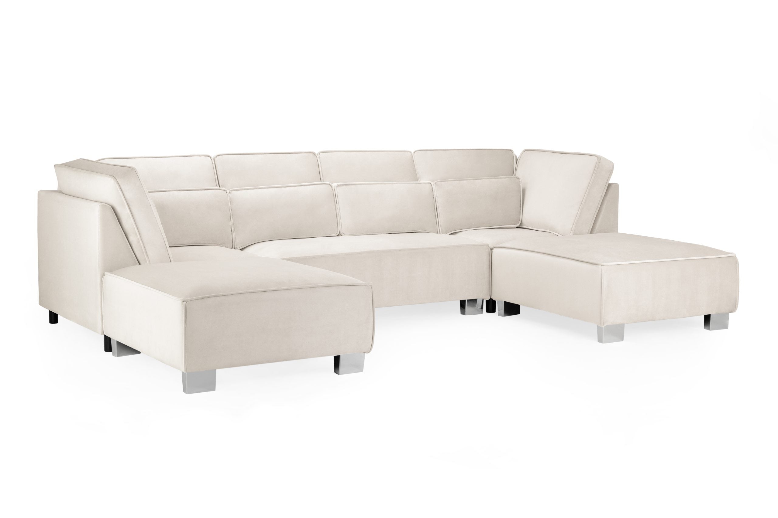 Sloane u shape sofa Cream, plush velvet