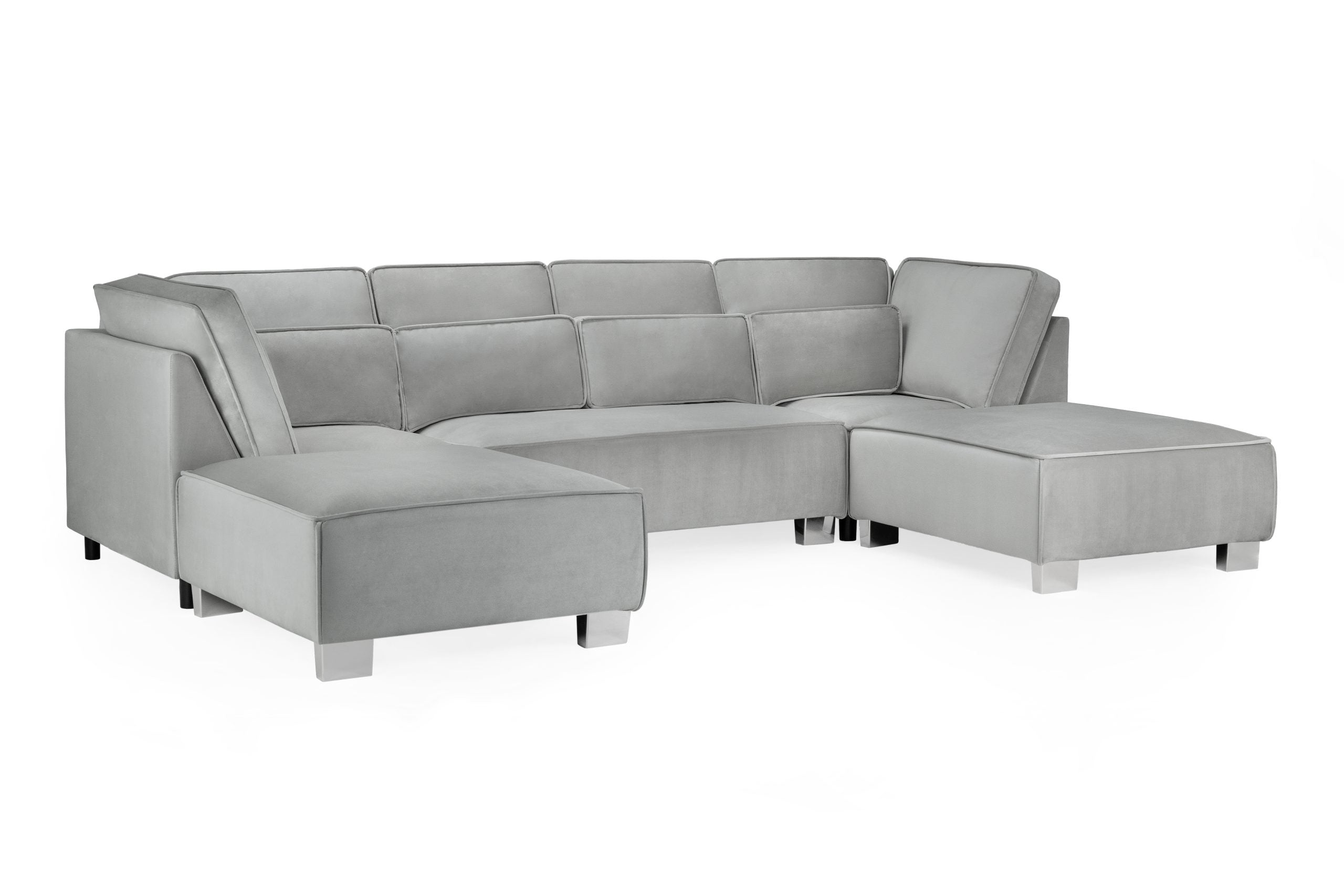 Sloane u shape sofa Grey, plush velvet