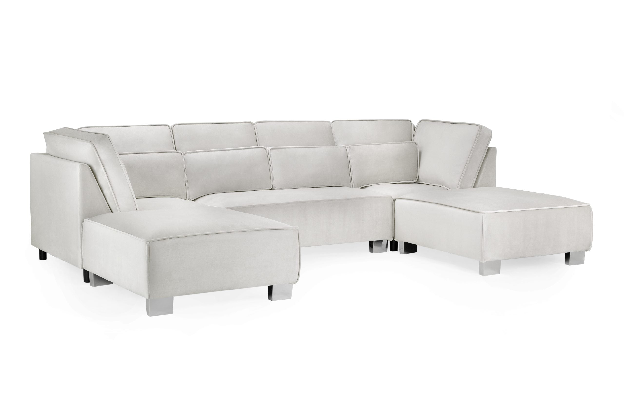 Sloane u shape sofa Silver, plush velvet