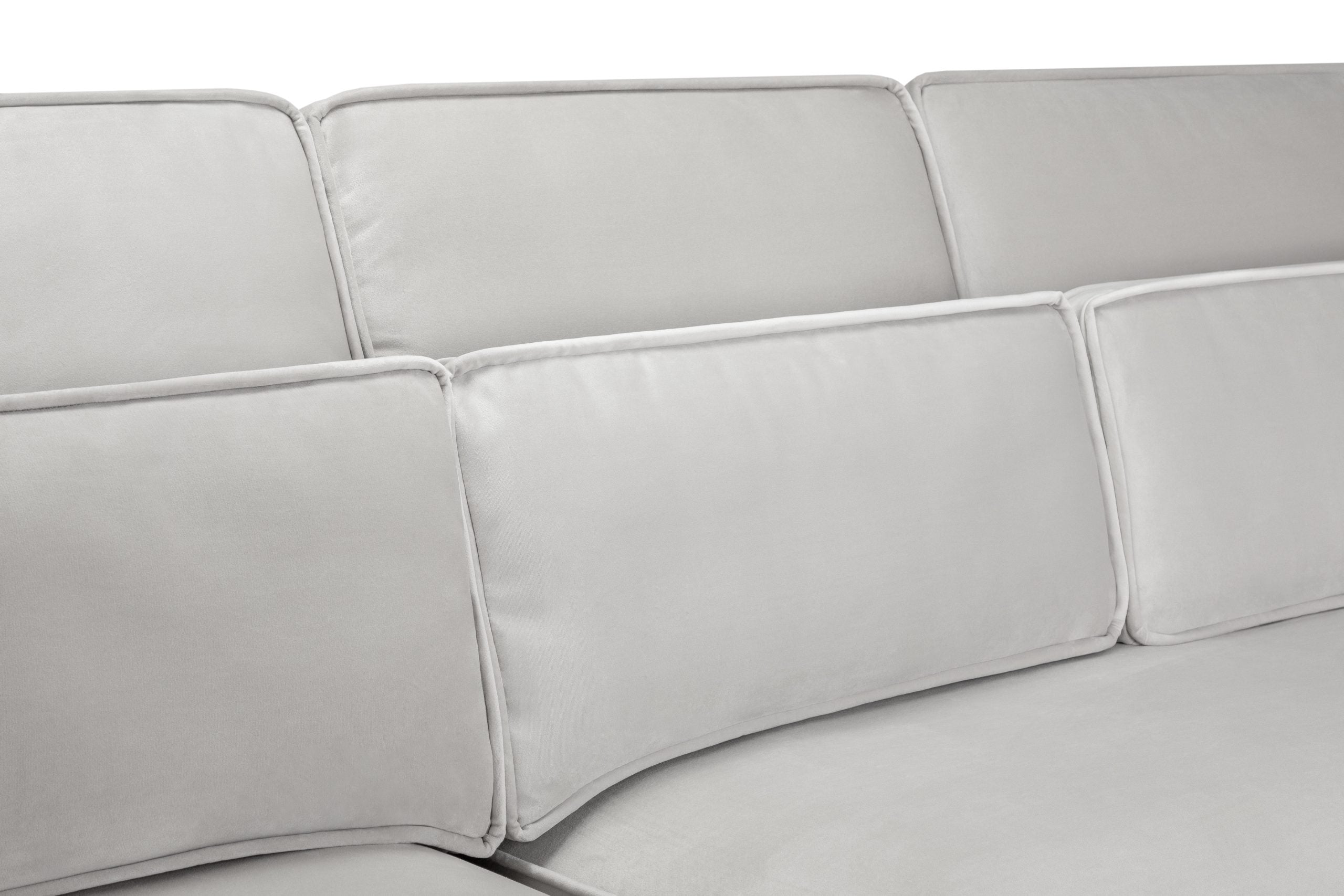 Sloane u shape sofa Silver, plush velvet