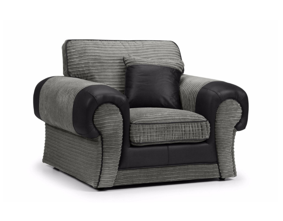 Tangent ArmChair Sofa Black/Grey Fabric & Leather Trim