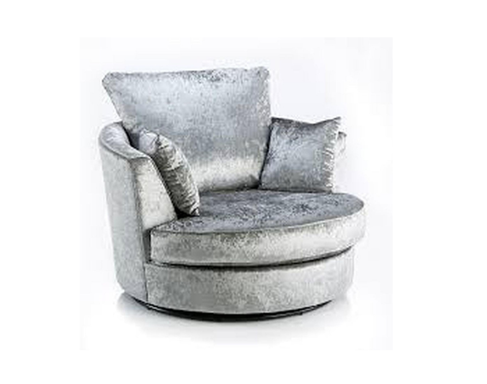 Tangent Swivel Chair Sofa Silver Shimmer Velvet